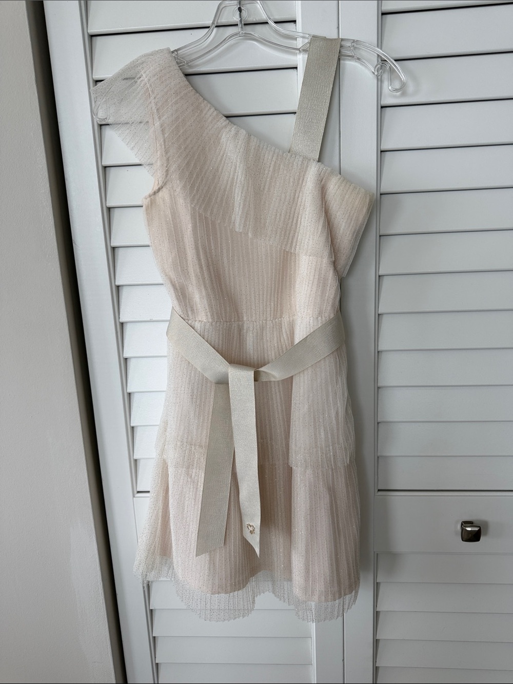 Mayoral Cream One-Shoulder Tulle Party Dress